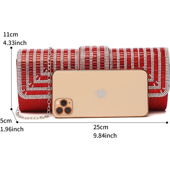 Women Sparkly Crystal Bag with Rhinestones Wedding Party formal Handbag. - Picture 3 of 6